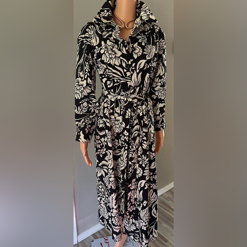 Teri Jon By Rickie Freeman Foral belted shirt dress Size 10